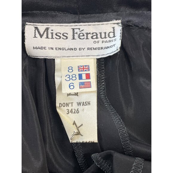 Vintage 80''s Miss Féraud Women's Black  With Embroidered Floral Art Long Skirt - Picture 5 of 7